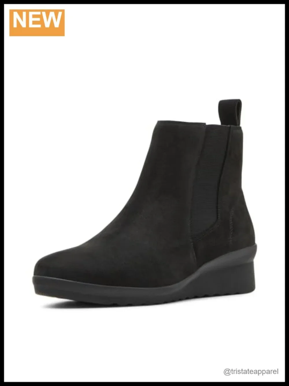 Waterproof Suede Ankle Booties, Pull-On Boots with Wedge Heel